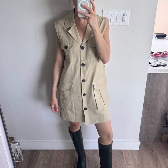 Zara Beige Cargo Dress with Belt. Size XS. - Picture 5 of 6